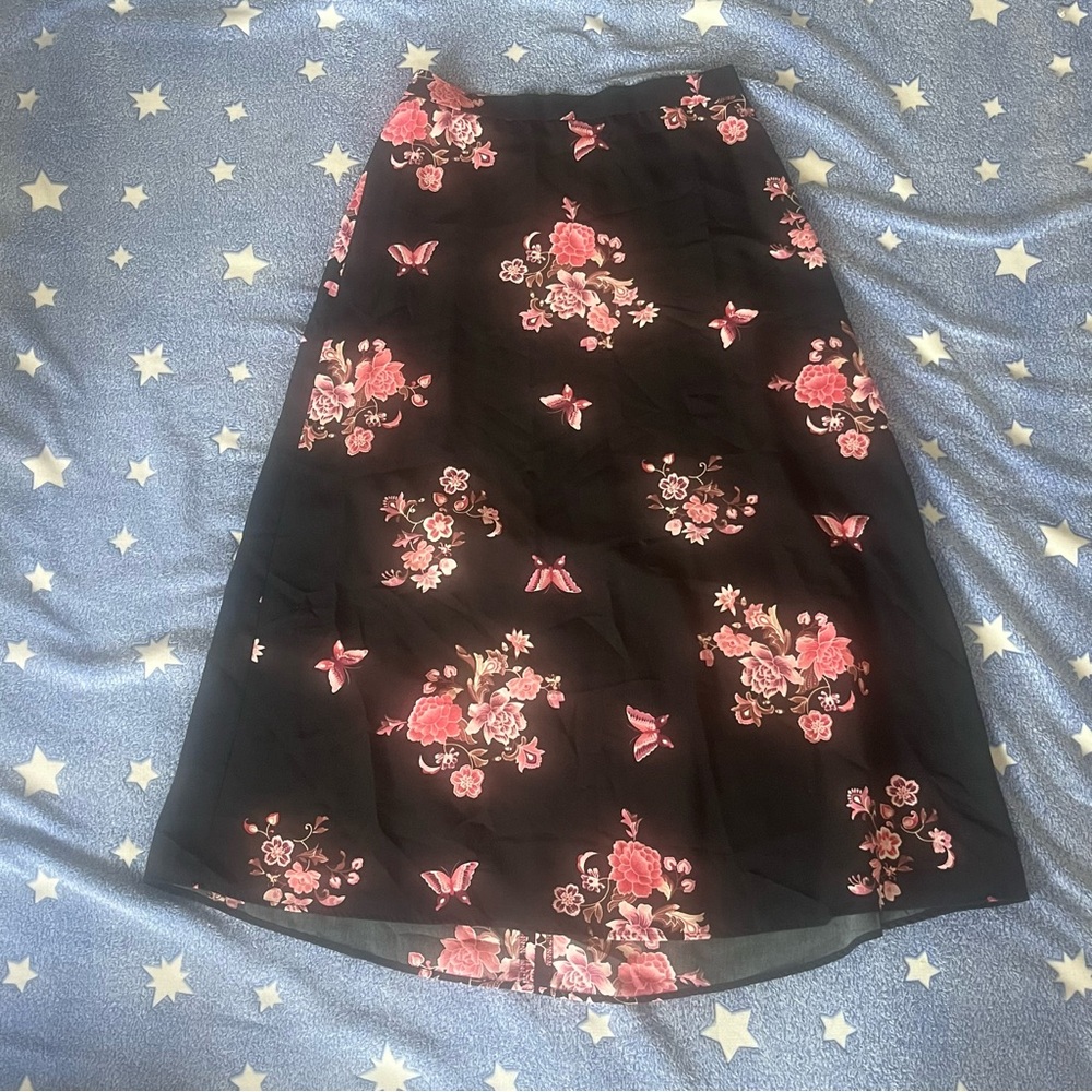 Floral Black and Pink Women's Skirt